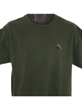 40s & Shorties T Shirt Mens Size Large Green Embroidered Slides Sandals